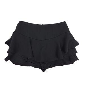 ZARA 90s Ruffled Micro Mini Skirt Drop Waist Skort Whimsigoth Romantic Black y2k